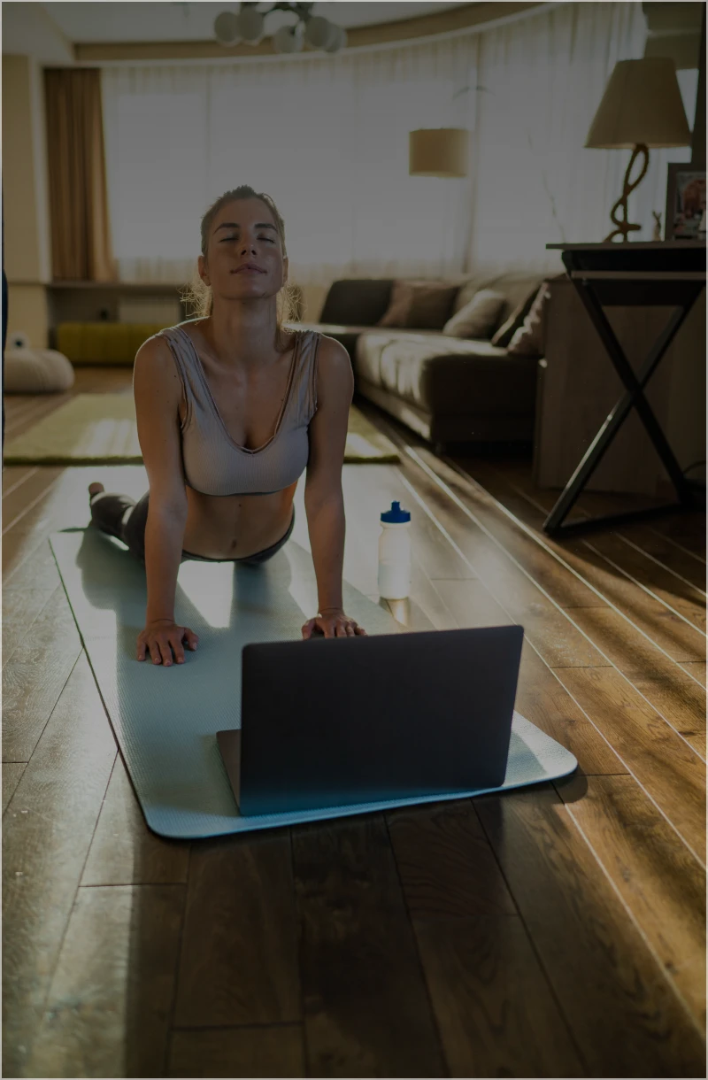Yoga session in cozy living room